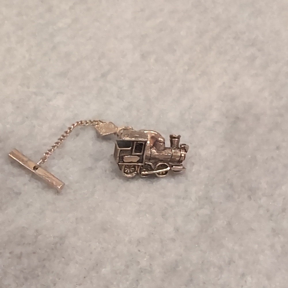 Silver Train Tie Clip